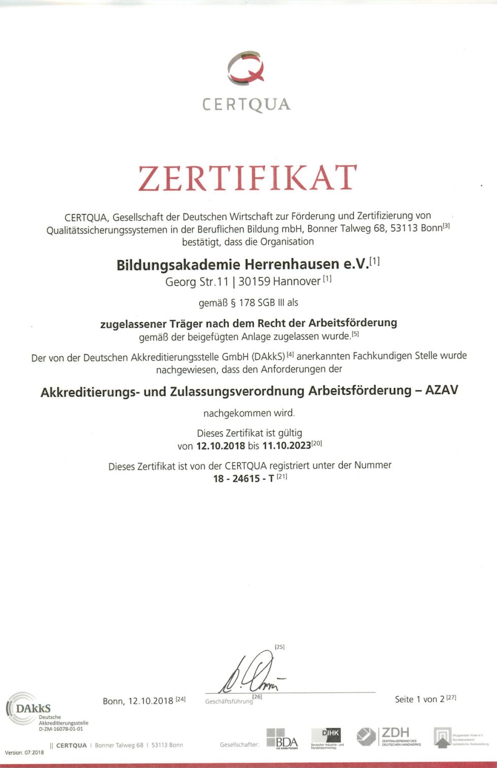 Zertifikate - Deutschkurs Hannover Sprachschule